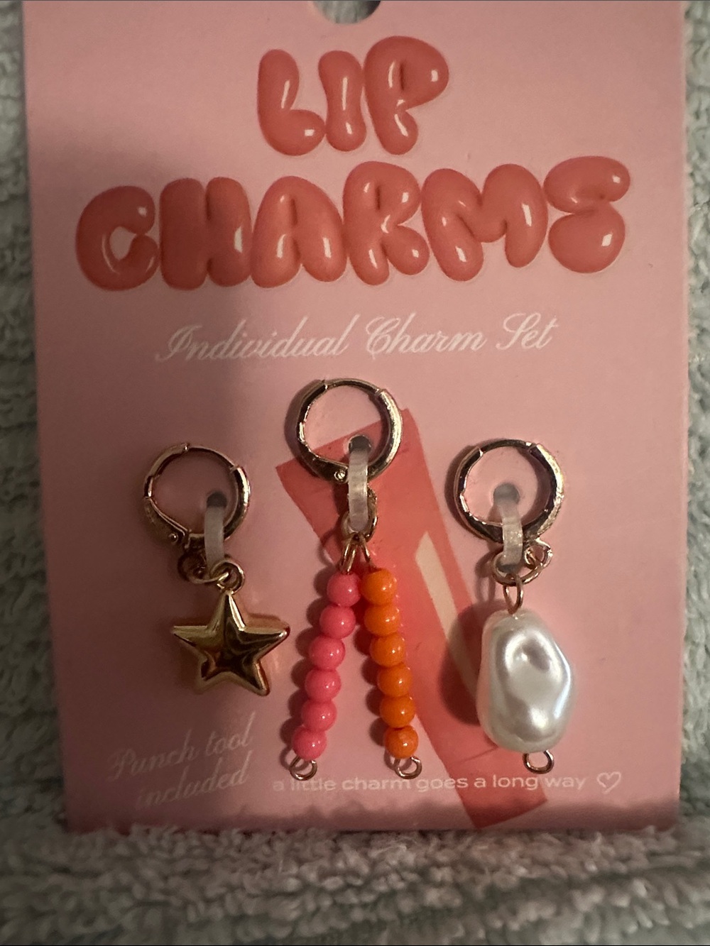 Lip Charms Pink Charm Set - Heart, Bow, Star & Beaded Charms NWT - Picture 2 of 4
